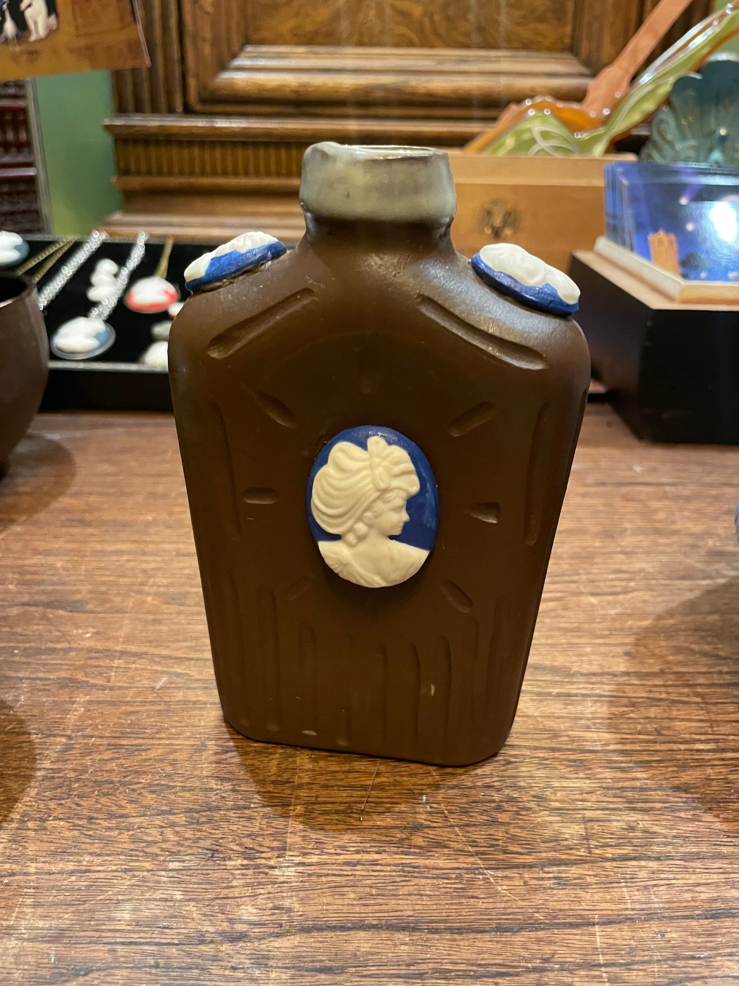 Coffee Brown Porcelain Cameo Bottle