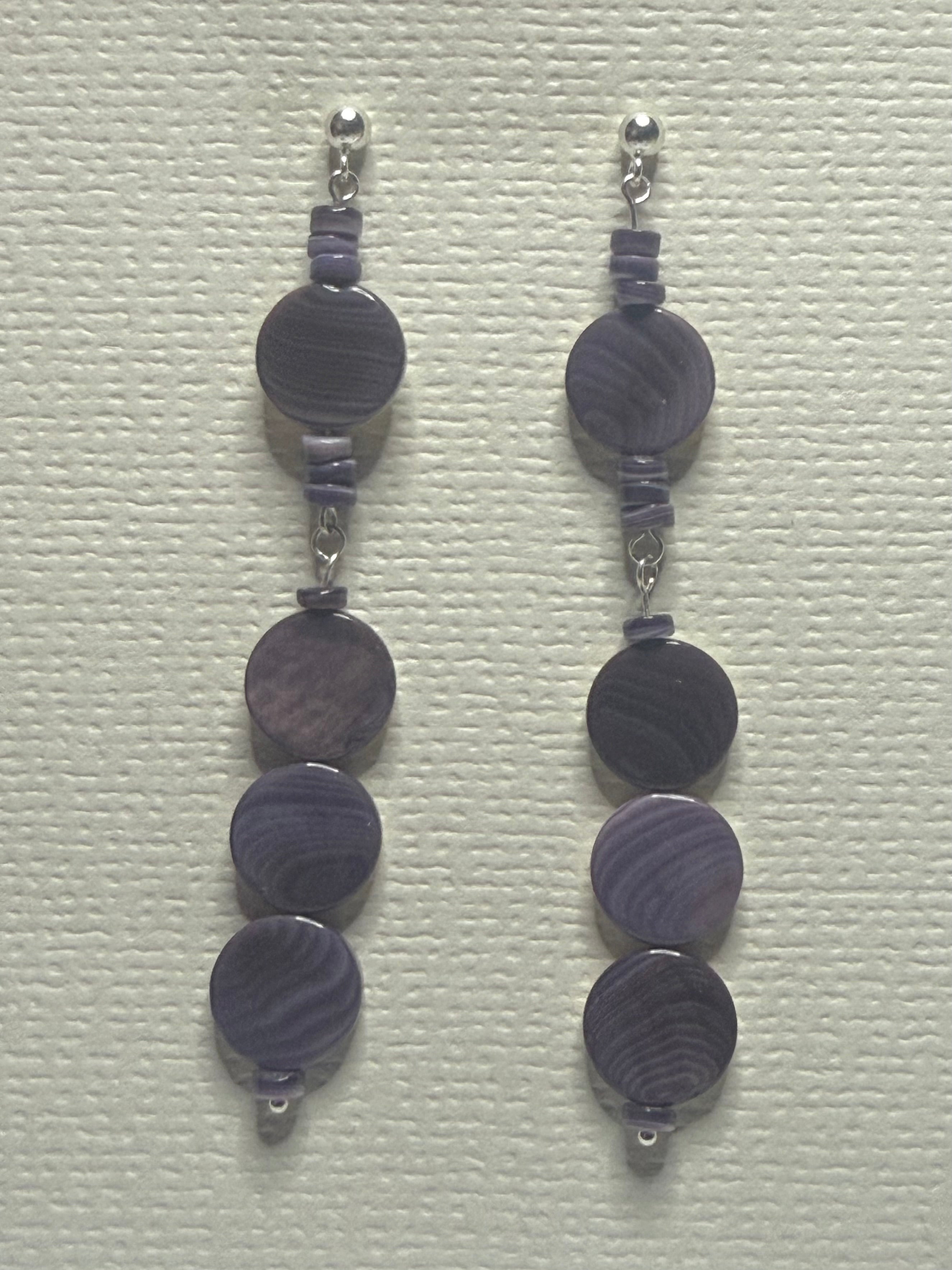 Wampum Coin Bead Dangle Earrings