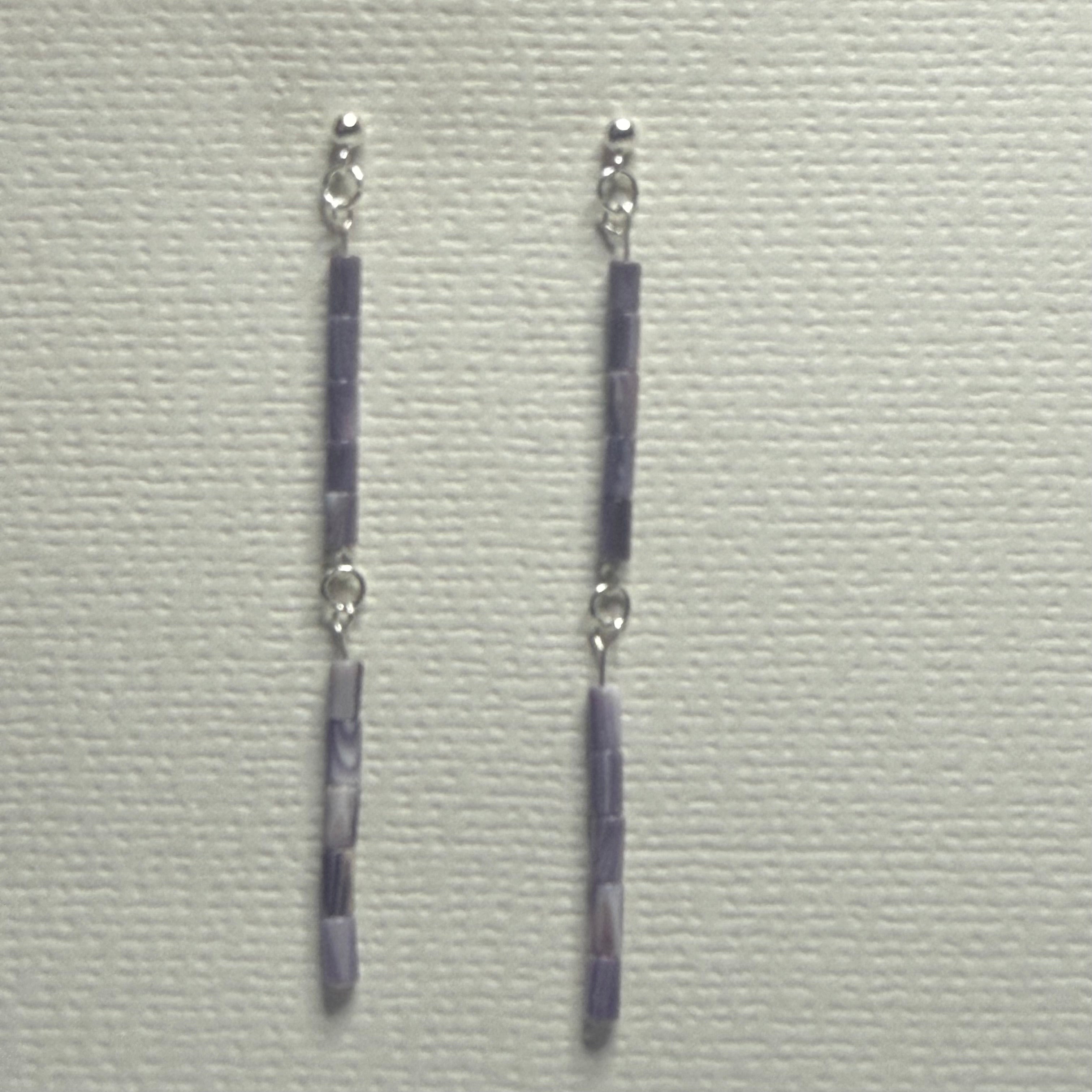 Wampum Bead Strand Dangle Earring