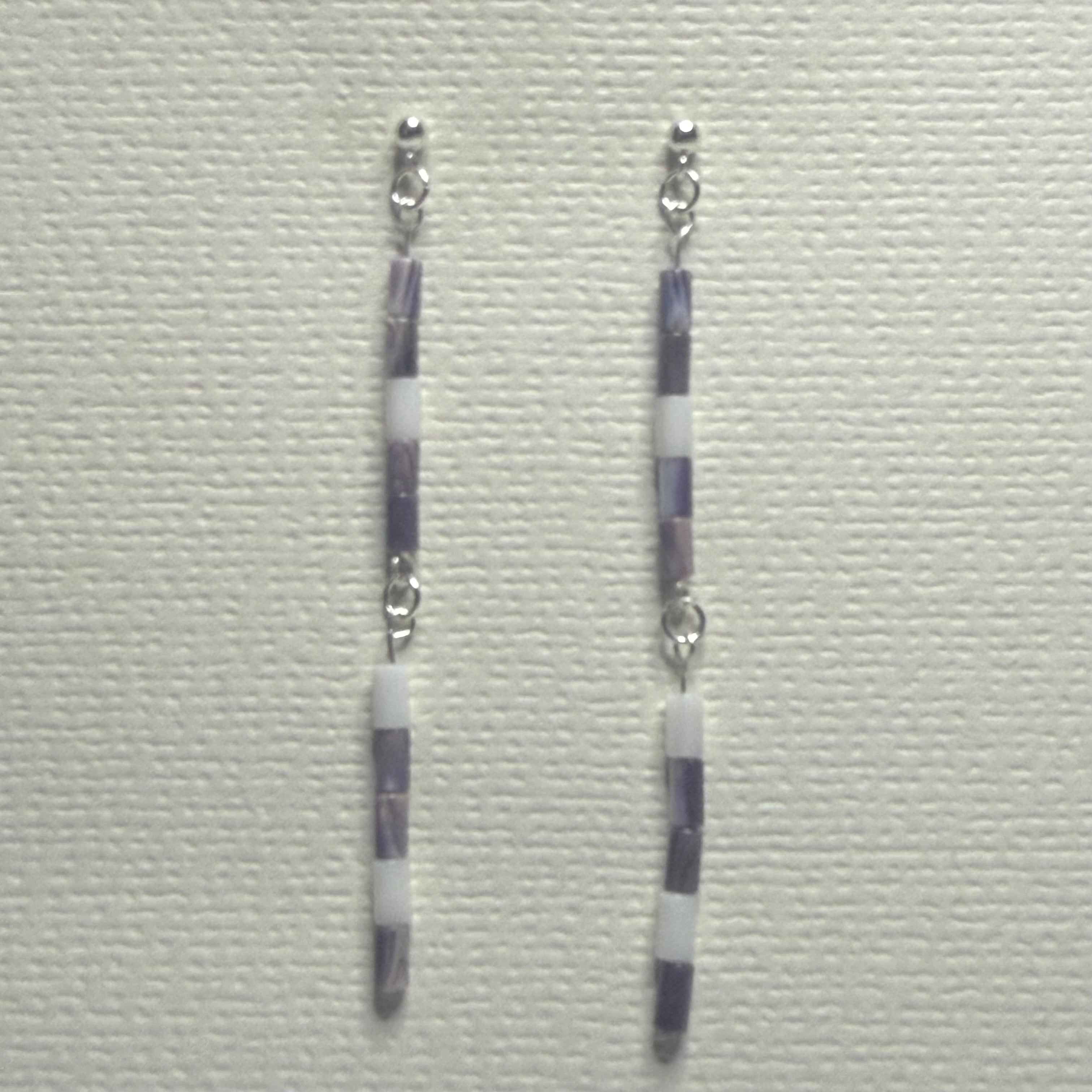 Wampum Bead Strand Dangle Earrings