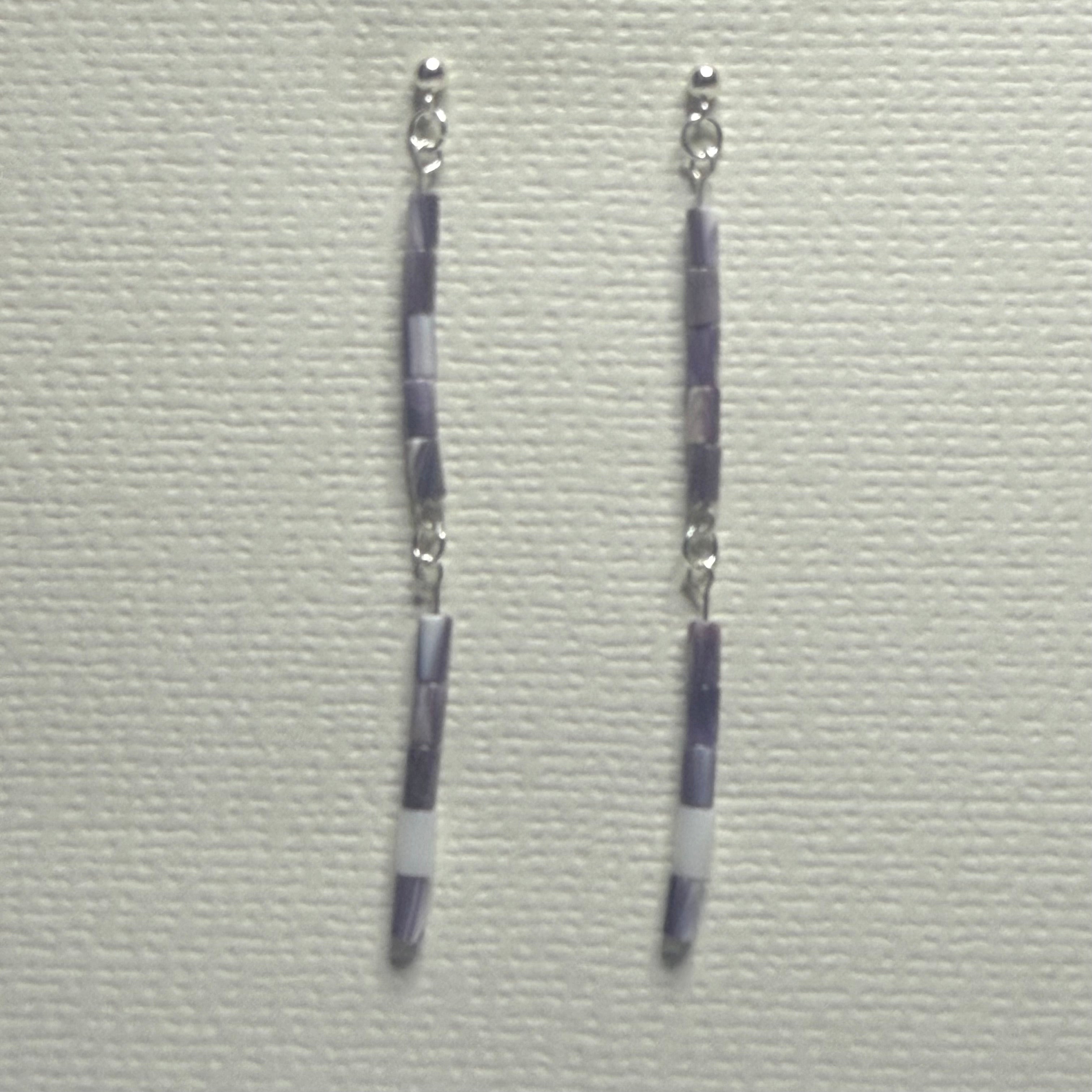 Wampum Bead Strand Dangle Earrings