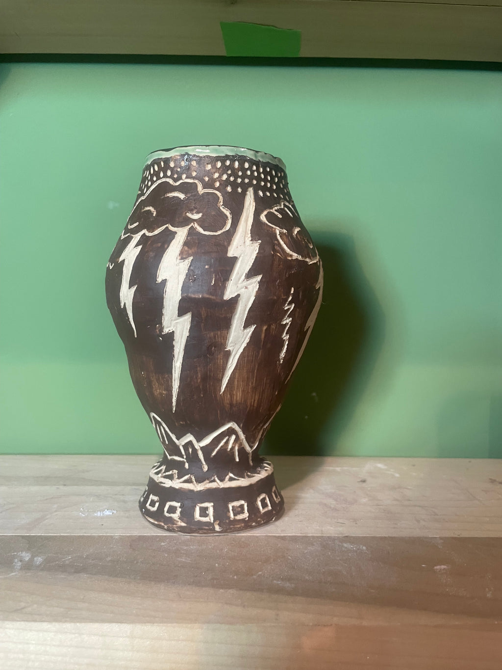 Handbuilt Vase - Lightning Bolts