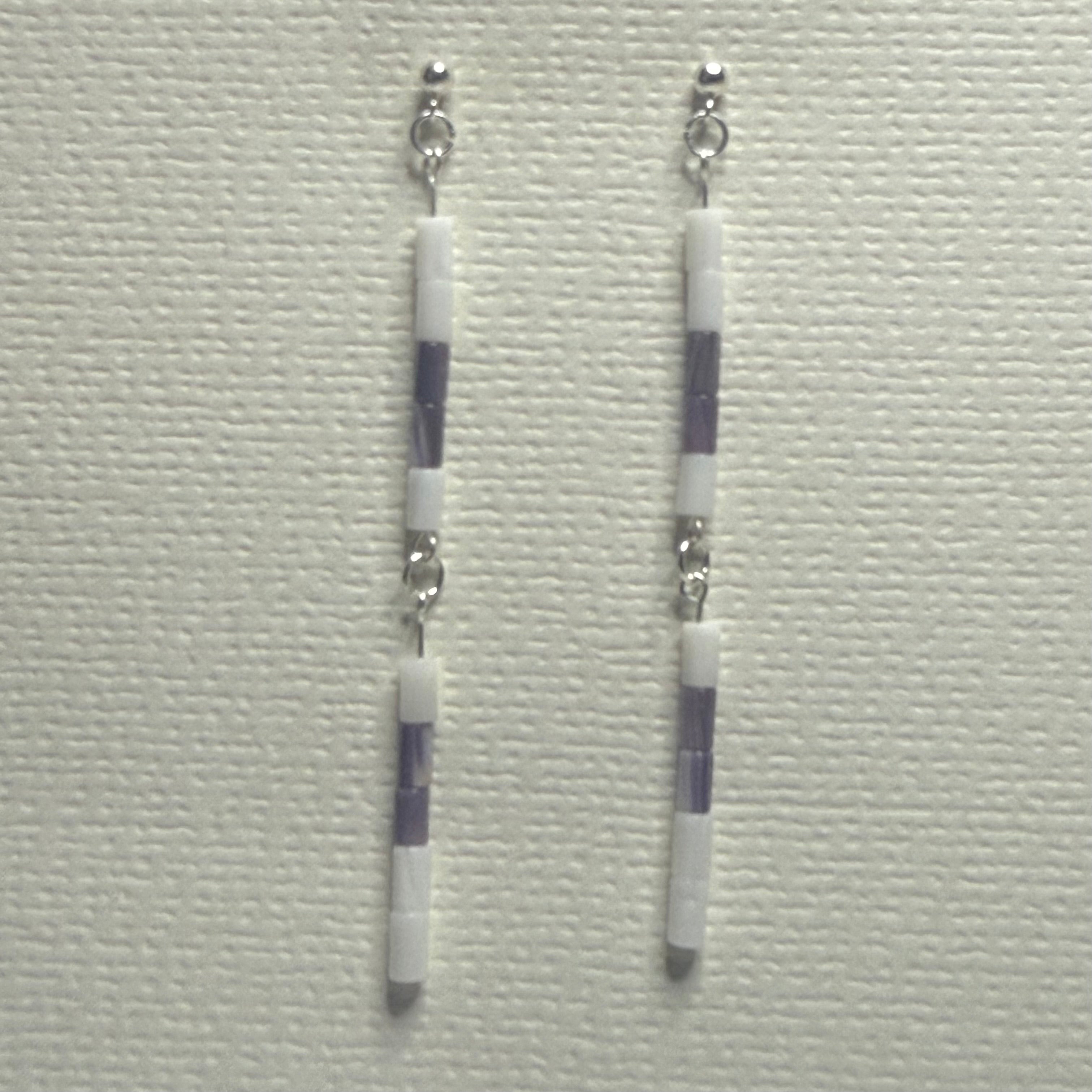 Wampum Bead Strand Dangle Earrings