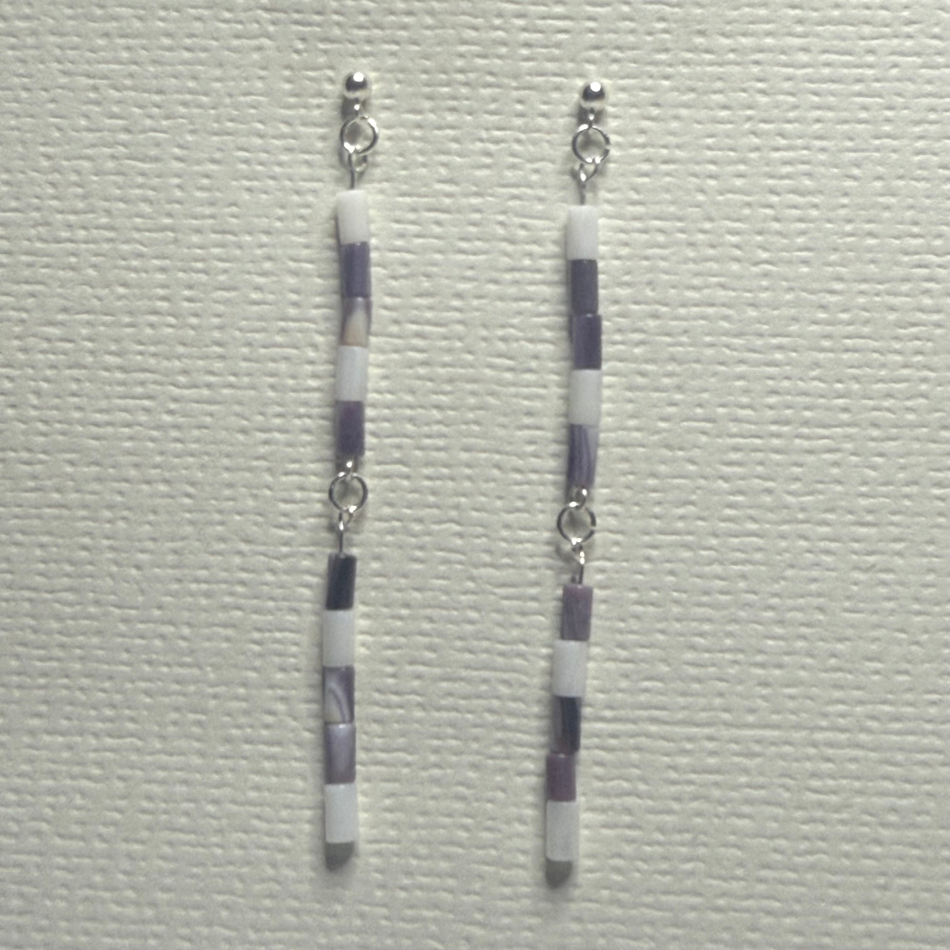 Wampum Bead Strand Dangle Earrings