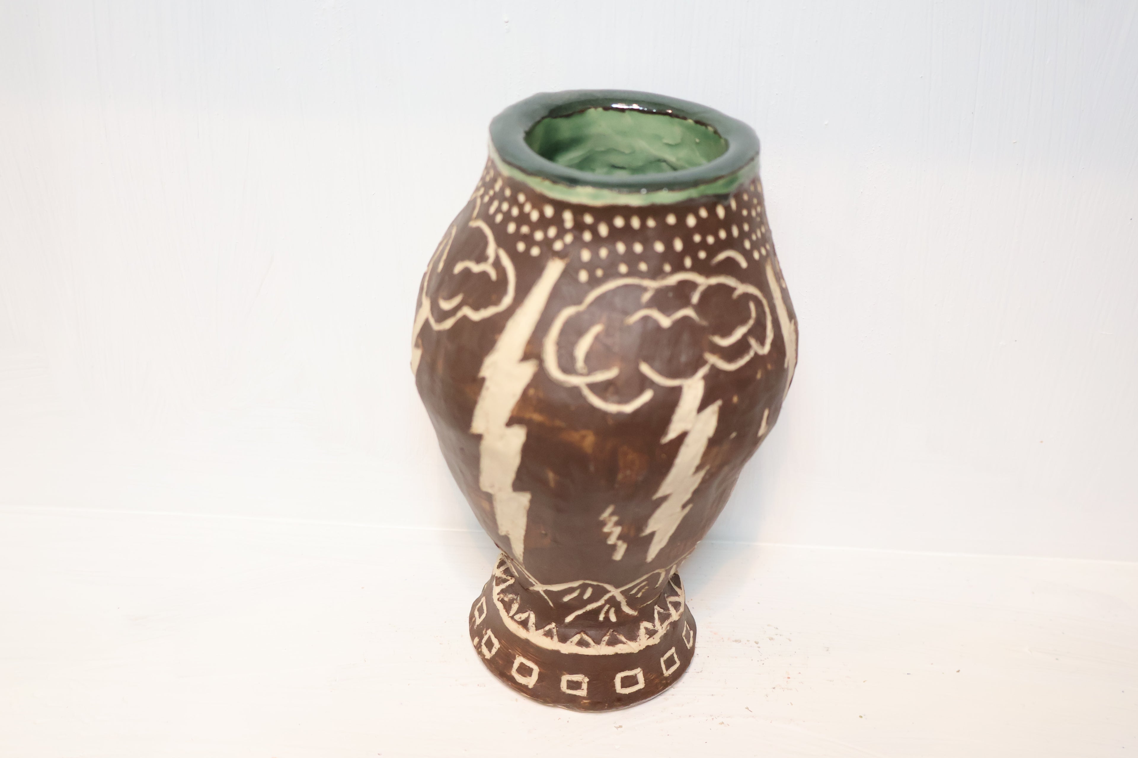 Handbuilt Vase - Lightning Bolts
