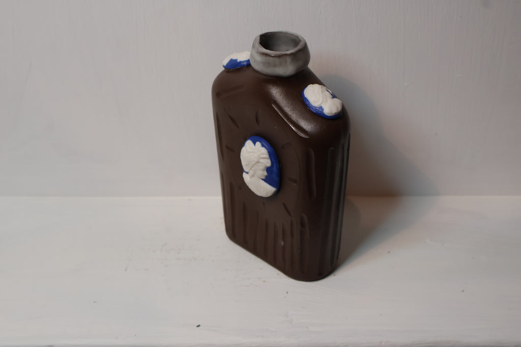 Coffee Brown Porcelain Cameo Bottle
