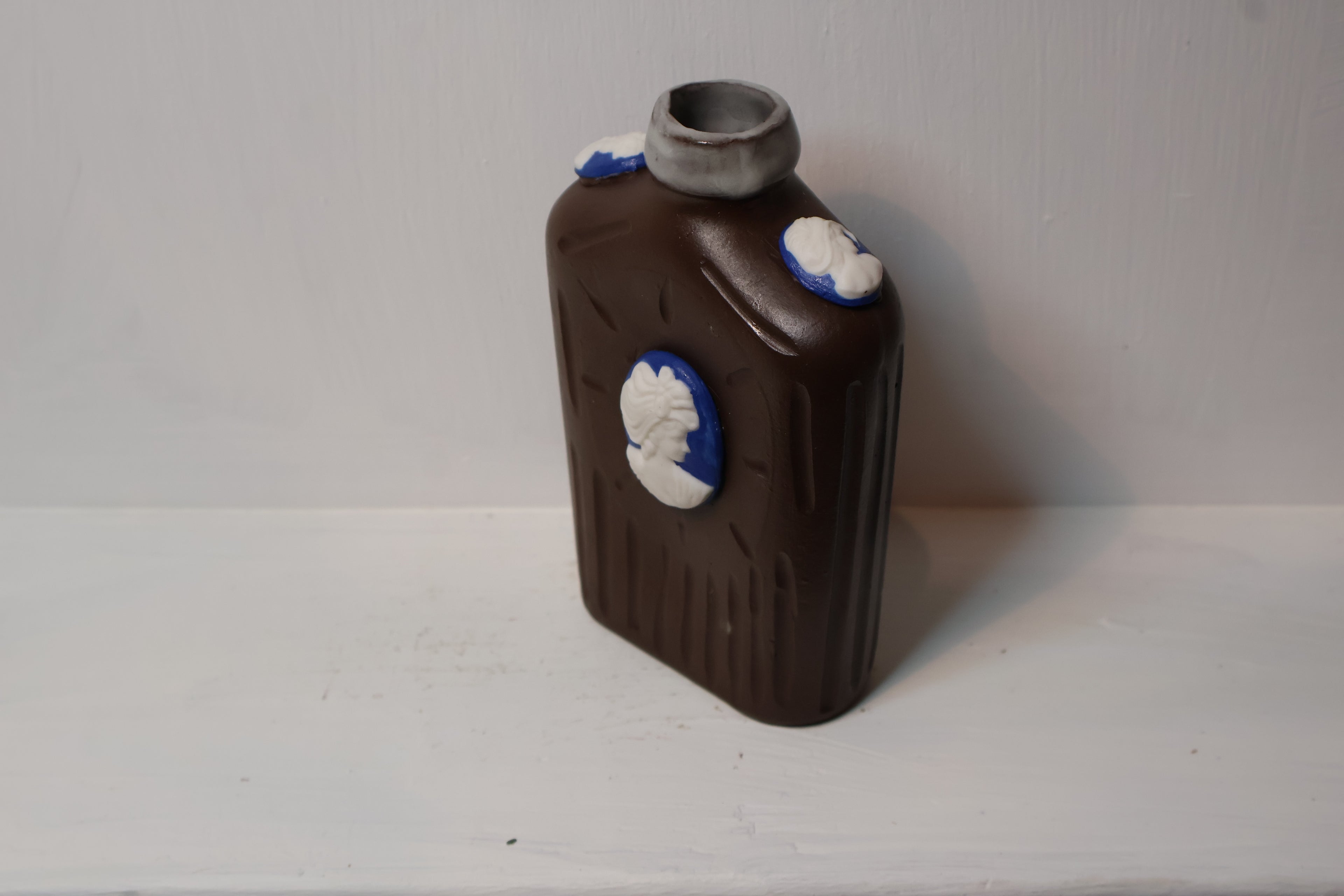 Coffee Brown Porcelain Cameo Bottle