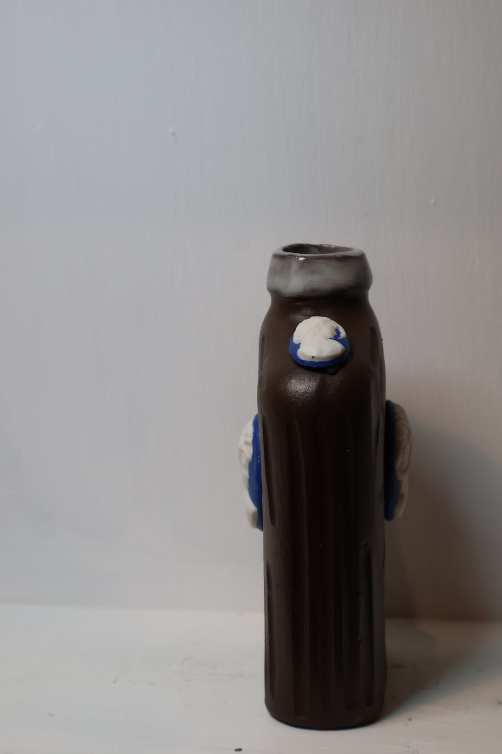 Coffee Brown Porcelain Cameo Bottle