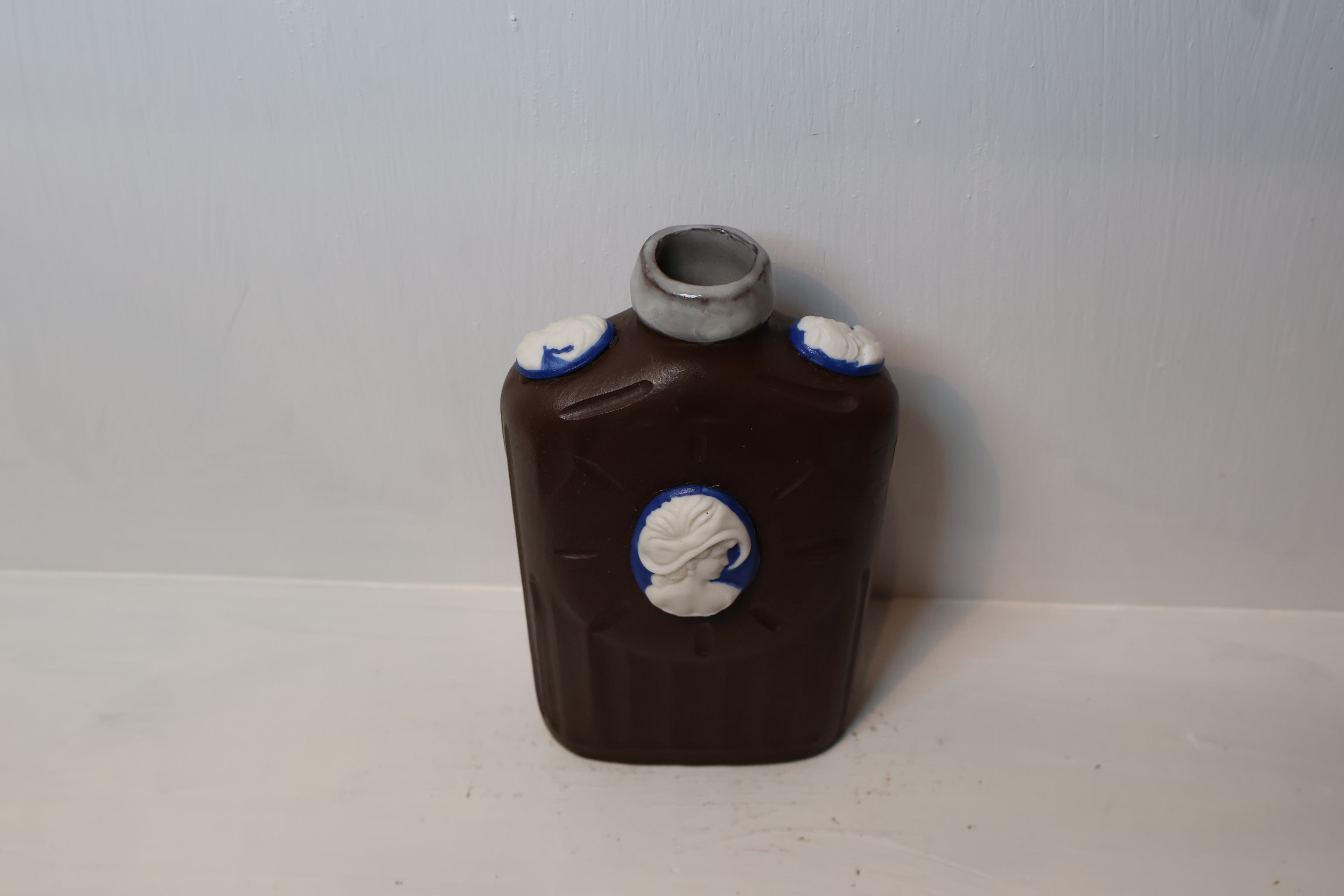Coffee Brown Porcelain Cameo Bottle