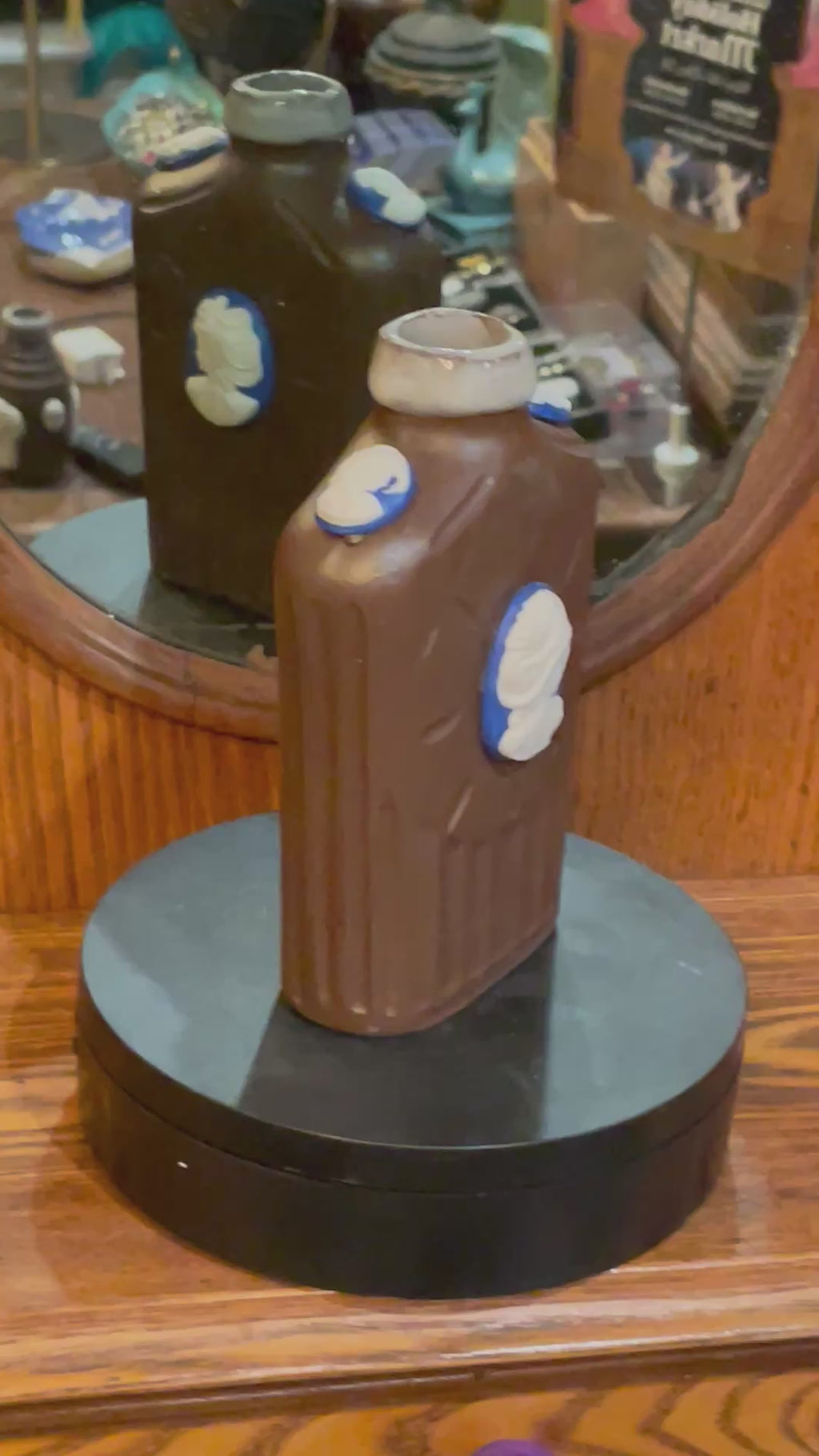 Coffee Brown Porcelain Cameo Bottle