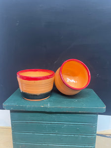 Tangerine Colored Porcelain Planter